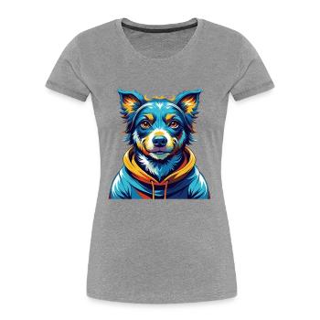 Dunker Hunderasse Bunt Karikatur Kawaii - Frauen Premium Bio T-Shirt - Grau meliert - Vorne - Mia (176cm)