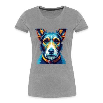 Foxterrier Glatte Hunderasse Karikatur Kawaii - Frauen Premium Bio T-Shirt - Grau meliert - Vorne - Mia (176cm)