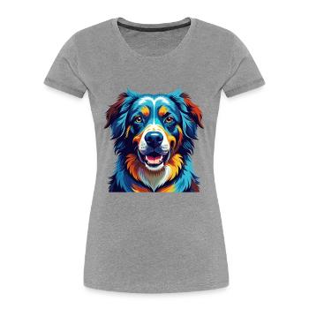 Georgischer Schäferhund Rasse Karikatur Kawaii - Frauen Premium Bio T-Shirt - Grau meliert - Vorne - Mia (176cm)