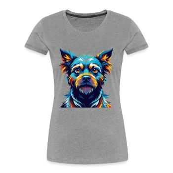 Griffon Nivernais Dog Breed Cartoon Kawaii - Women's Premium Organic T-Shirt - heather grey - Front - Mia (176cm)