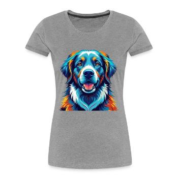 Kuvasz Ungarische Hunderasse Bunte Karikatur Kawaii - Frauen Premium Bio T-Shirt - Grau meliert - Vorne - Mia (176cm)