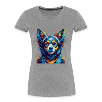 Kyi Leo Hunderasse Bunte Karikatur Kawaii - Frauen Premium Bio T-Shirt - Grau meliert - Vorne - Mia (176cm)