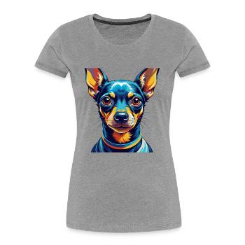 Miniatur Pinscher Hunderasse Cartoon Kawaii - Frauen Premium Bio T-Shirt - Grau meliert - Vorne - Mia (176cm)
