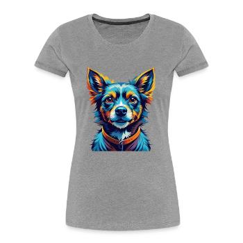 Kintamani Race Chien Dessin animé Coloré Kawaii - T-shirt bio Premium Femme - gris chiné - Devant - Mia (176cm)