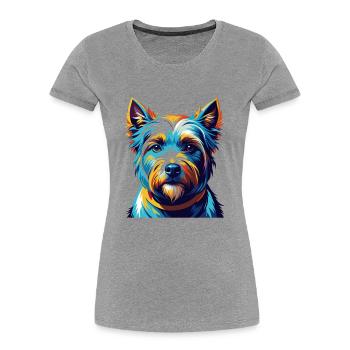 Englisch White Terrier Hunderasse Karikatur Kawaii - Frauen Premium Bio T-Shirt - Grau meliert - Vorne - Mia (176cm)
