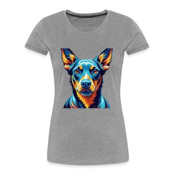 Cretan Hound Dog Breed Colorful Cartoon Kawaii - Women's Premium Organic T-Shirt - heather grey - Front - Mia (176cm)