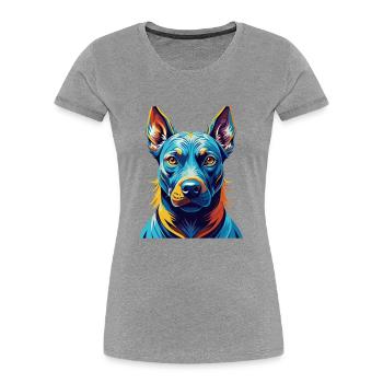 Bleu Thai Ridgeback Chien Race Dessin Animé Kawaii - T-shirt bio Premium Femme - gris chiné - Devant - Mia (176cm)