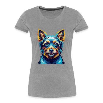 Australian Terrier Hunderasse Karikatur Kawaii - Frauen Premium Bio T-Shirt - Grau meliert - Vorne - Mia (176cm)