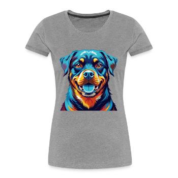 Rottweiler Hunderasse Bunt Karikatur Kawaii - Frauen Premium Bio T-Shirt - Grau meliert - Vorne - Mia (176cm)
