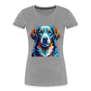Retriever Dog Breed Colorful Cartoon Kawaii - Women's Premium Organic T-Shirt - heather grey - Front - Mia (176cm)