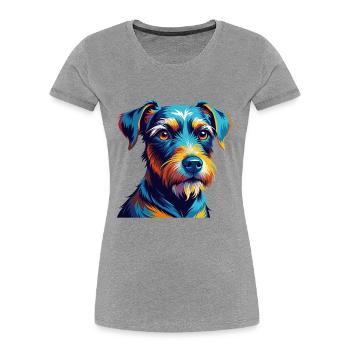 Patterdale Terrier Dog Breed Cartoon Kawaii - Women's Premium Organic T-Shirt - heather grey - Front - Mia (176cm)