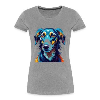 Vieux lévrier croate race de chien dessin animé Kawaii - T-shirt bio Premium Femme - gris chiné - Devant - Mia (176cm)