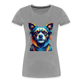 Ratonero Murciano Race Chien Dessin Animé Kawaii - T-shirt bio Premium Femme - gris chiné - Devant - Mia (176cm)
