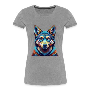 Tamaskan Dog Breed Colorful Cartoon Kawaii - Women's Premium Organic T-Shirt - heather grey - Front - Mia (176cm)