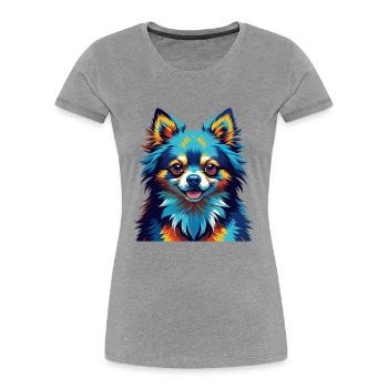 Pommersche Hunderasse Bunte Karikatur Kawaii - Frauen Premium Bio T-Shirt - Grau meliert - Vorne - Mia (176cm)