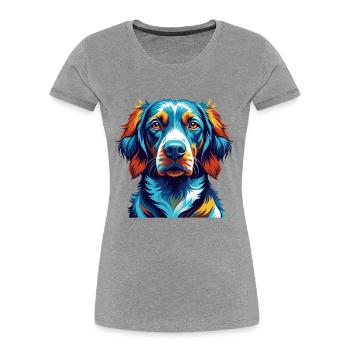 Polnische Jagdhunderasse Bunte Karikatur Kawaii - Frauen Premium Bio T-Shirt - Grau meliert - Vorne - Mia (176cm)
