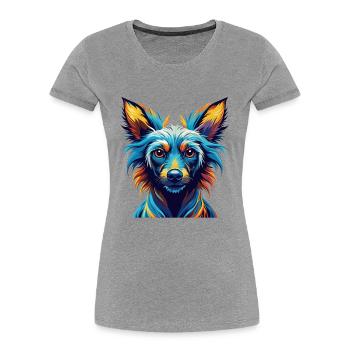 Péruvien Inca Orchidée Chien Race Dessin Animé Kawaii - T-shirt bio Premium Femme - gris chiné - Devant - Mia (176cm)