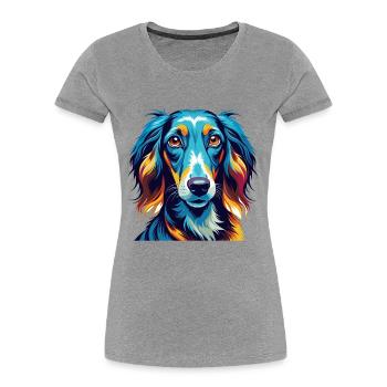 Saluki Dog Breed Colorful Cartoon Kawaii - Women's Premium Organic T-Shirt - heather grey - Front - Mia (176cm)