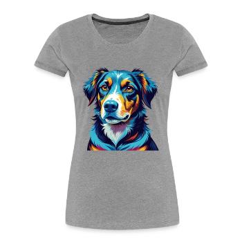 Smaland Hound Hunderasse Bunte Karikatur Kawaii - Frauen Premium Bio T-Shirt - Grau meliert - Vorne - Mia (176cm)