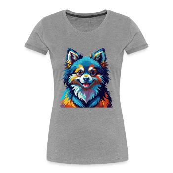 Spielzeug Deutscher Spitz Hund Rasse Bunte Karikatur Kawaii - Frauen Premium Bio T-Shirt - Grau meliert - Vorne - Mia (176cm)