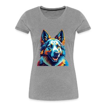 Weißer Schäferhund Hunderasse Bunte Karikatur Kawaii - Frauen Premium Bio T-Shirt - Grau meliert - Vorne - Mia (176cm)