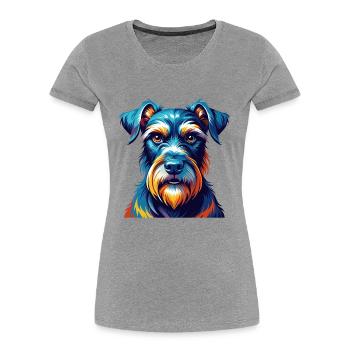 Standard Schnauzer Dog Breed Cartoon Kawaii - Women's Premium Organic T-Shirt - heather grey - Front - Mia (176cm)