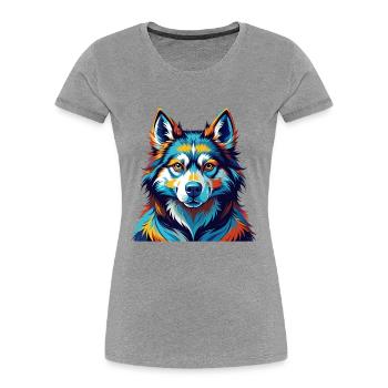 Seppala Siberian Sleddog Breed Cartoon Kawaii - Women's Premium Organic T-Shirt - heather grey - Front - Mia (176cm)