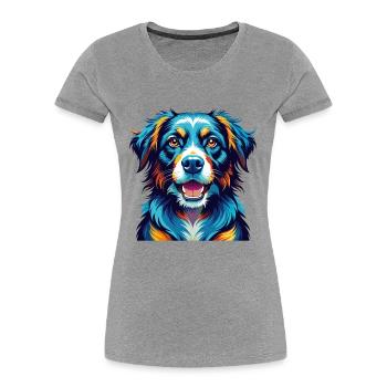 Saarlooswolfhond Dog Breed Colorful Cartoon Kawaii - Women's Premium Organic T-Shirt - heather grey - Front - Mia (176cm)