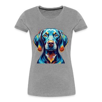 Braque de Weimar Chien Race Coloré Dessin Animé Kawaii - T-shirt bio Premium Femme - gris chiné - Devant - Mia (176cm)