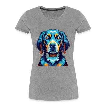 Chien de chasse yougoslave Race Dessin animé Kawaii - T-shirt bio Premium Femme - gris chiné - Devant - Mia (176cm)