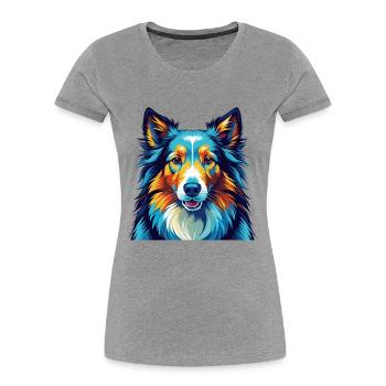 Shetland Sheepdog Breed Colorful Cartoon Kawaii - Women's Premium Organic T-Shirt - heather grey - Front - Mia (176cm)