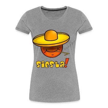 Siesta - Émoticône amusante avec chapeau sombrero - T-shirt bio Premium Femme - gris chiné - Devant - Mia (176cm)