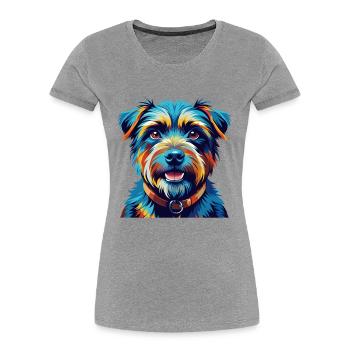 Norfolk Terrier Dog Breed Colorful Cartoon Kawaii - Women's Premium Organic T-Shirt - heather grey - Front - Mia (176cm)