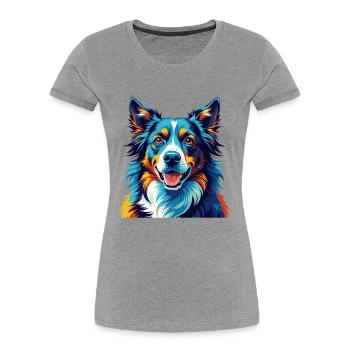 Nordamerikanischer Schäferhund Rasse Karikatur Kawaii - Frauen Premium Bio T-Shirt - Grau meliert - Vorne - Mia (176cm)