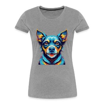 Ratonero Valenciano Race Chien Dessin animé Kawaii - T-shirt bio Premium Femme - gris chiné - Devant - Mia (176cm)