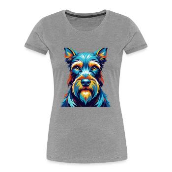 Standard Schnauzer Dog Breed Cartoon Kawaii - Women's Premium Organic T-Shirt - heather grey - Front - Mia (176cm)