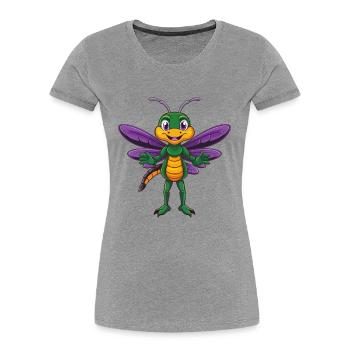 libellule drôle kawaii personnage de dessin animé clipart - T-shirt bio Premium Femme - gris chiné - Devant - Mia (176cm)