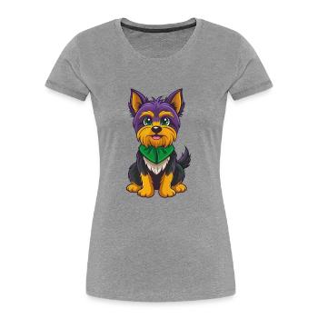 Yorkshire Terrier Hund Kawaii Zeichentrickfigur - Frauen Premium Bio T-Shirt - Grau meliert - Vorne - Mia (176cm)
