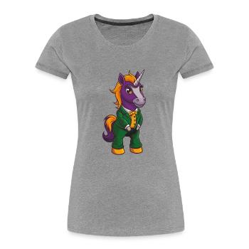 Einhorn Lustige Kawaii Cartoon Figur Clipart - Frauen Premium Bio T-Shirt - Grau meliert - Vorne - Mia (176cm)