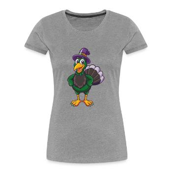 Turkey Funny Kawaii Cartoon Character Clipart - Women's Premium Organic T-Shirt - heather grey - Front - Mia (176cm)