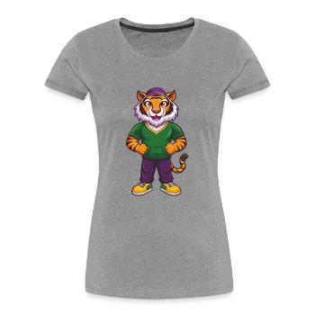 Tiger Lustige Kawaii Cartoon Figur Clipart - Frauen Premium Bio T-Shirt - Grau meliert - Vorne - Mia (176cm)