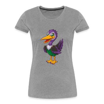 Storch Lustige Kawaii Cartoon Figur Clipart - Frauen Premium Bio T-Shirt - Grau meliert - Vorne - Mia (176cm)