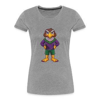 Hawk Drôle Kawaii Dessin animé Personnage Clipart - T-shirt bio Premium Femme - gris chiné - Devant - Mia (176cm)