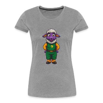 Sheep Funny Kawaii Cartoon Character Clipart - Women's Premium Organic T-Shirt - heather grey - Front - Mia (176cm)