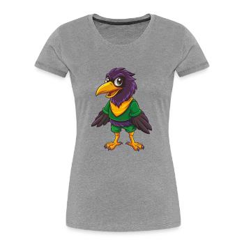 Rabe Lustige Kawaii Cartoon Figur Clipart - Frauen Premium Bio T-Shirt - Grau meliert - Vorne - Mia (176cm)