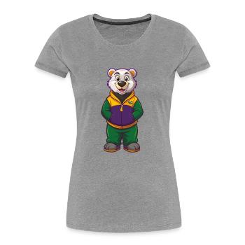 ours polaire drôle kawaii dessin animé personnage clipart - T-shirt bio Premium Femme - gris chiné - Devant - Mia (176cm)