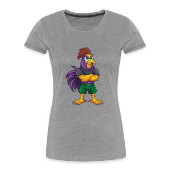 Coq Drôle Kawaii Dessin animé Personnage Clipart - T-shirt bio Premium Femme - gris chiné - Devant - Mia (176cm)