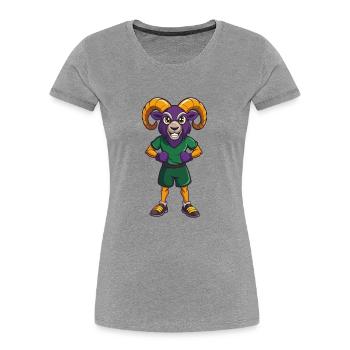 Ram Funny Kawaii Cartoon Character Clipart - Women's Premium Organic T-Shirt - heather grey - Front - Mia (176cm)
