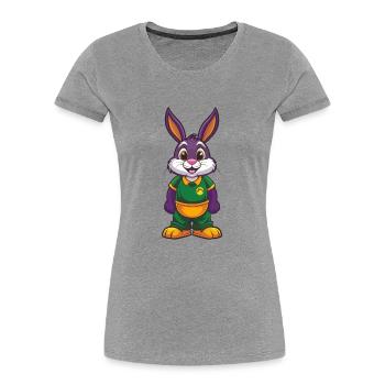 Lapin Drôle Kawaii Dessin animé Personnage Clipart - T-shirt bio Premium Femme - gris chiné - Devant - Mia (176cm)
