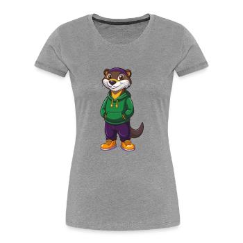 Otter Funny Kawaii Cartoon Character Clipart - Women's Premium Organic T-Shirt - heather grey - Front - Mia (176cm)